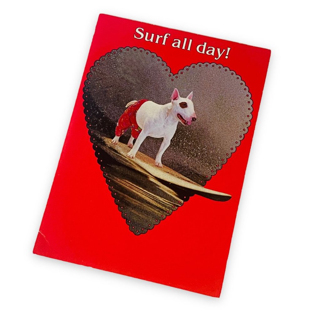 Vintage 90s Spudz MacKenzie Like Valentine’s Day Card, Funny Card for Surf Lover